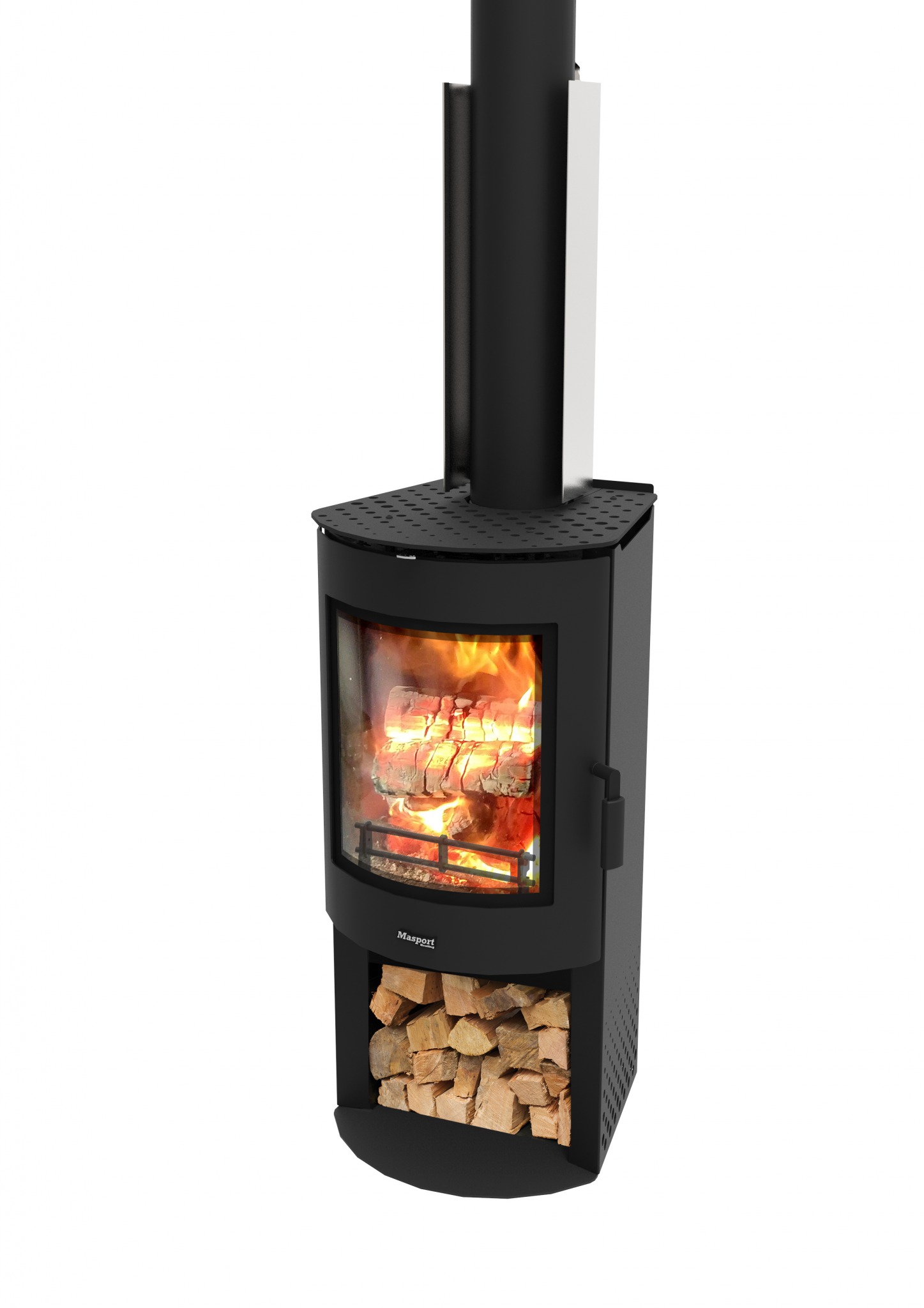 MASPORT AKAROA WS - Freestanding Radiant Wood Burner With Wood Stacker